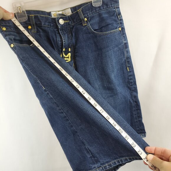 Vintage PNB Nation Mens Dark Blue Wash Denim Shorts Sz 36 - Picture 6 of 9